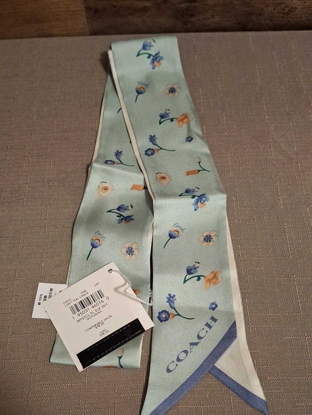 Coach Floral Silk Twilly Scarf - Picture 2 of 3